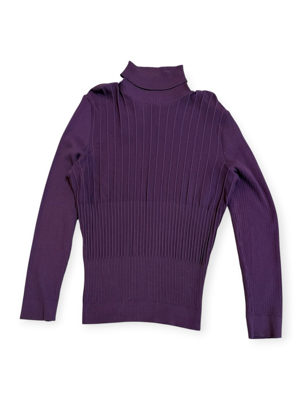 Alfani Purple Ribbed Turtleneck Sweater - Women XL